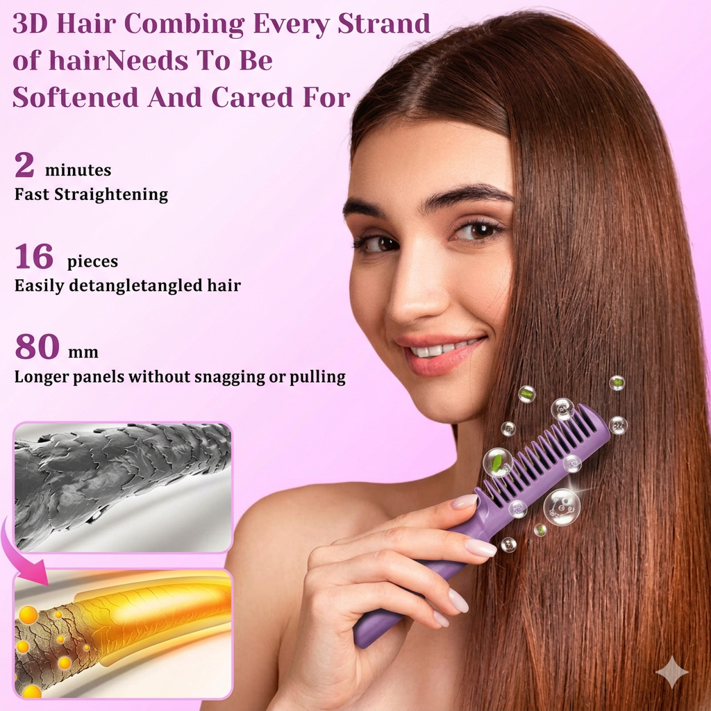 Elvron™ Instant Hair Straightener Brush – Smooth, Straight Hair at Home